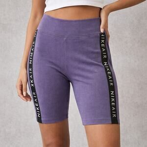 Nike Air Biker Shorts Women’s Medium Purple High Rise 9” Inseam Logo Tape